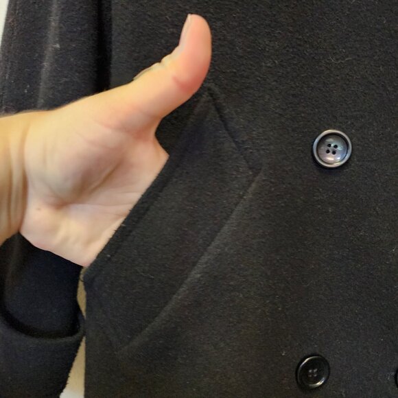 Mark Reed Jacket Coat Pure Wool Black 8 Longline Midi Classy Vintage Old Money - Picture 6 of 12
